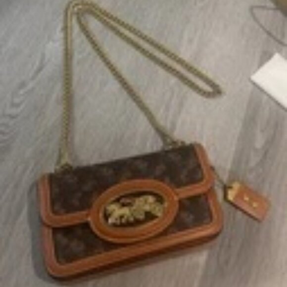 COACH HERO Horse and Carriage Print Shoulder Bag Truffle CAS83 Outlet NEW - Picture 2 of 9